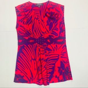 Hale Bob | Sleeveless Red Purple Sky Top Blouse